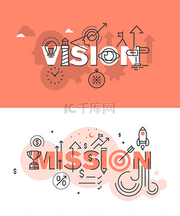 可定制的图片_Set of modern vector illustration concepts of