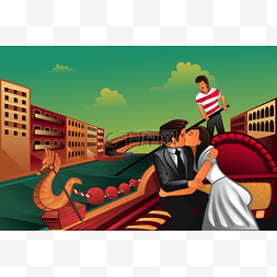 船上图片_Young couple kissing on boat