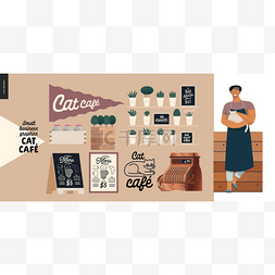 Cat cafe - small business graphics - owner an