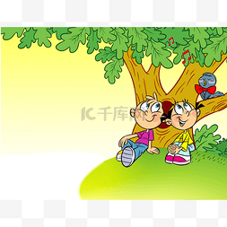 在树下图片_儿童在娱乐活动上