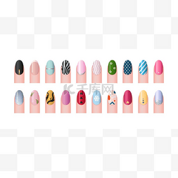 Nail art or fingernail stickers with differen