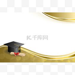 米色红色图片_背景抽象米色教育毕业帽文凭红色