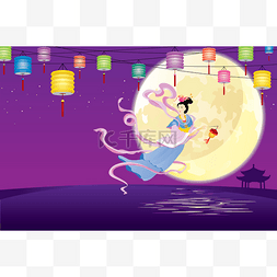 飞向月球图片_中国童话飞向月球图