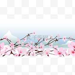 横向图片_微妙的粉红色春天开花