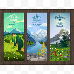 Summer landscape vertical banners set