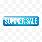 summer sale blue square 3d realistic isolated web button