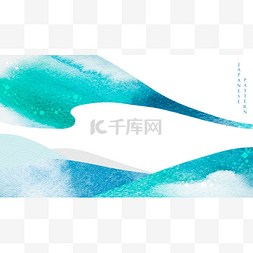 concept图片_Blue and green brush stroke texture with Japa