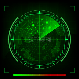 在黑色背景上搜索矢量绿色雷达
