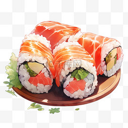 寿司艺术图片_美食寿司手绘元素免抠