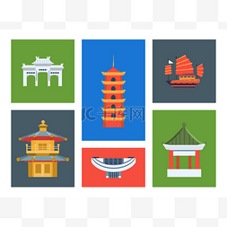 城市地标矢量图图片_香港城市地标集，中国文化元素，