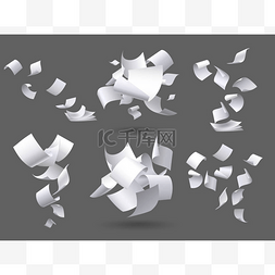 白纸文件图片_掉落的纸张。在风隔离矢量插图集