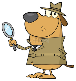 侦探狗牵着放大镜