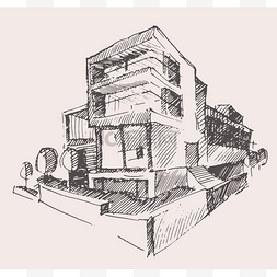 建筑元素设计图片_现代住宅的草稿