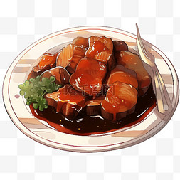 美食红烧肉图片_美食手绘红烧肉元素