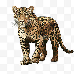 豹子攻击动物元素立体免扣图案