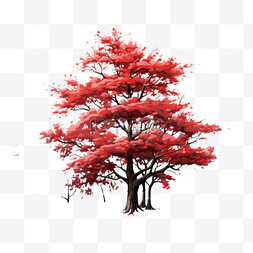 简洁装饰树木图片_红叶树木简洁AI元素立体免扣图案