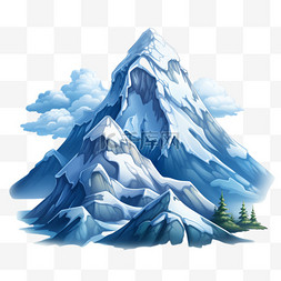 雪山装饰图片_雪山立体冰山元素立体免扣图案