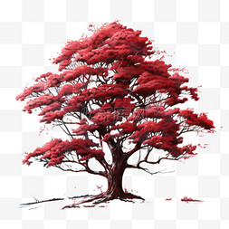 红叶树木真实AI元素立体免扣图案
