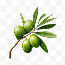 橄榄青涩植物元素立体免扣图案