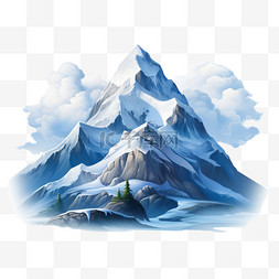 雪山装饰图片_雪山装饰冰山元素立体免扣图案