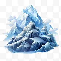 雪山装饰图片_雪山冰山元素立体免扣图案