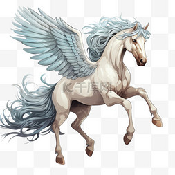 天马翅膀简单神话元素立体免扣图