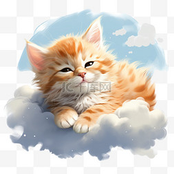 猫咪奶猫温馨云朵元素立体免扣图