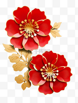 春节新年花朵如意吉祥素材花开富