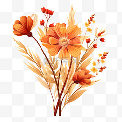 秋天装饰图案图片_秋天美丽花朵干花元素立体免扣图