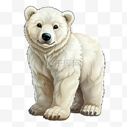 写实动物绘画图片_北极熊动物数字艺术元素立体免扣