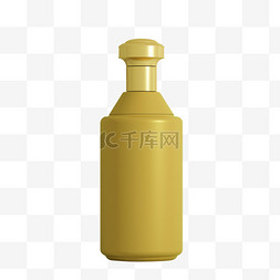 瓶子黄色图片_C4D黄色白酒瓶子