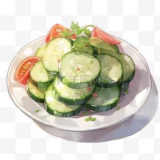 美食凉菜拌黄瓜元素手绘