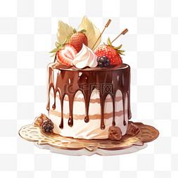 美食甜点元素巧克力蛋糕手绘