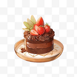 美食甜点巧克力元素蛋糕手绘