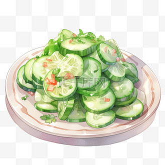 美食元素凉菜拌黄瓜手绘