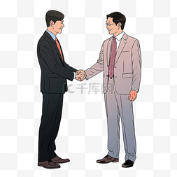 男士办公商务握手手绘元素