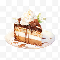 甜点巧克力蛋糕手绘元素美食