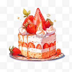 美食甜点水果元素蛋糕手绘