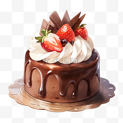 美食手绘甜点巧克力蛋糕元素