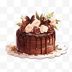 甜点巧克力蛋糕手绘美食元素
