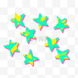 像素彩色图片_马赛克漂浮星星彩色几何体多巴胺
