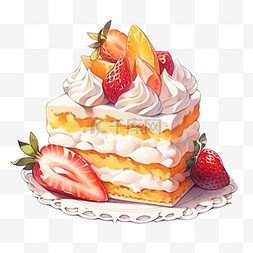 白色蛋糕手绘图片_美食甜点水果手绘蛋糕元素