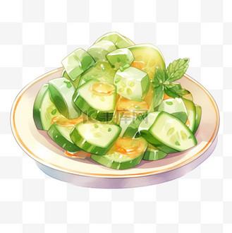 美食凉菜拌黄瓜免抠手绘元素