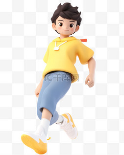3D立体卡通人物形象少年黄色上衣4