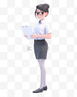 卡通形象办公图片_3D立体卡通人物形象公司女职员女