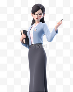 教师资格证培训图片_3D立体卡通人物形象女老师女教师3