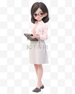 白领员工图片_3D立体卡通人物形象公司女职员女