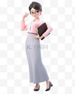 女教师图片_3D立体卡通人物形象女老师女教师2