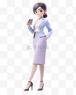 3D立体卡通人物形象公司女职员女白领8