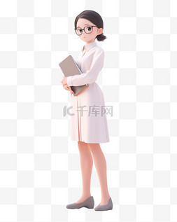 c4d饼干模型图片_3D立体卡通人物形象公司女职员女